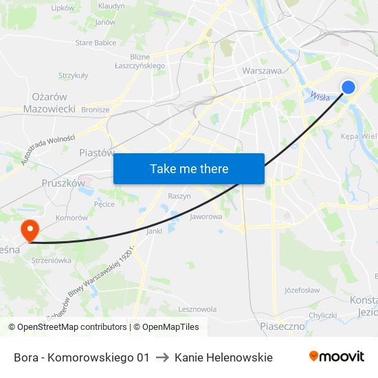 Bora - Komorowskiego 01 to Kanie Helenowskie map