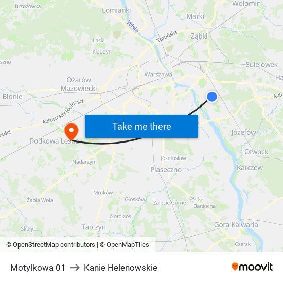 Motylkowa to Kanie Helenowskie map