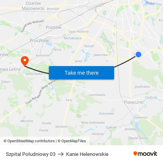 Szpital Południowy 03 to Kanie Helenowskie map