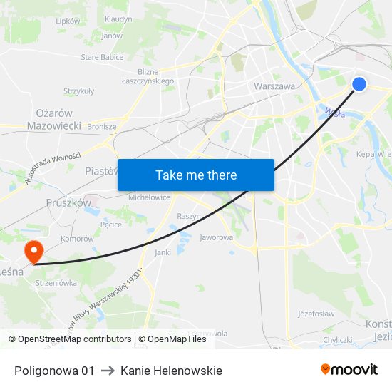 Poligonowa 01 to Kanie Helenowskie map