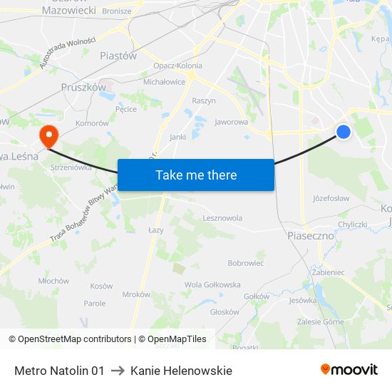 Metro Natolin 01 to Kanie Helenowskie map