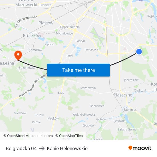 Belgradzka to Kanie Helenowskie map