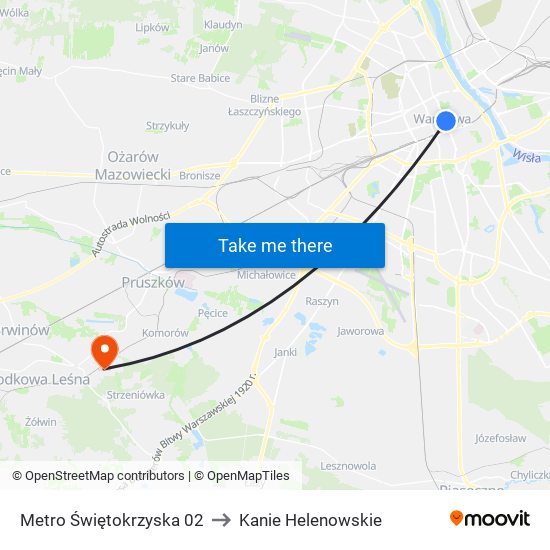 Metro Świętokrzyska to Kanie Helenowskie map