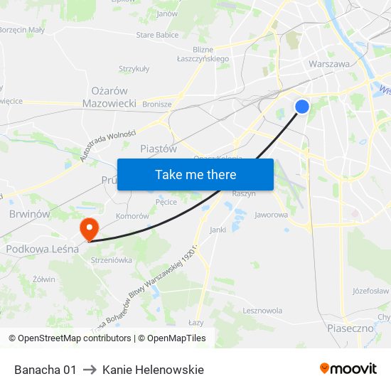 Banacha to Kanie Helenowskie map