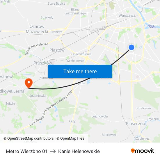 Metro Wierzbno 01 to Kanie Helenowskie map