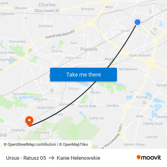 Ursus - Ratusz 05 to Kanie Helenowskie map