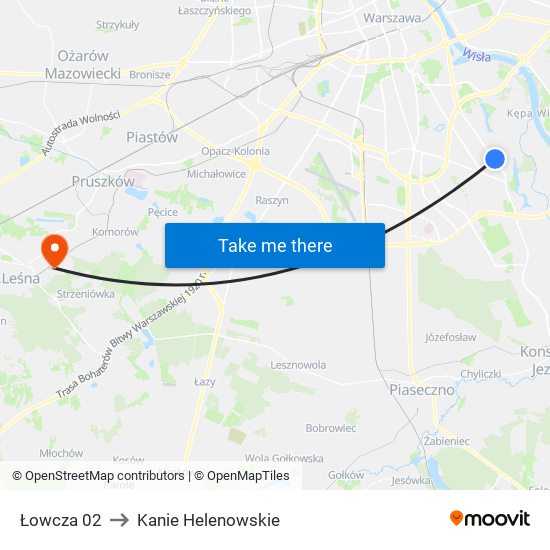 Łowcza to Kanie Helenowskie map