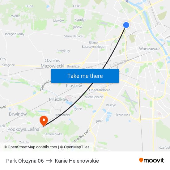 Park Olszyna 06 to Kanie Helenowskie map