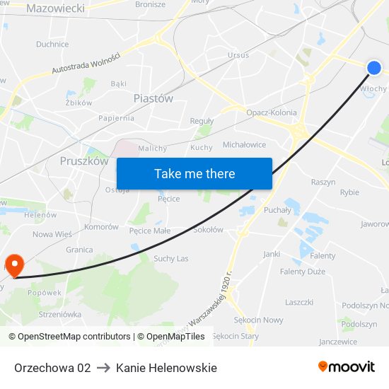 Orzechowa 02 to Kanie Helenowskie map