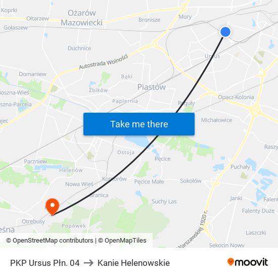 PKP Ursus Płn. 04 to Kanie Helenowskie map