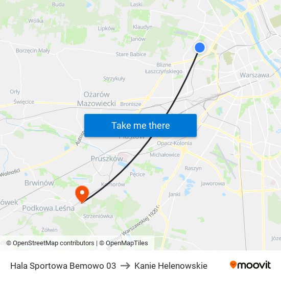 Hala Sportowa Bemowo 03 to Kanie Helenowskie map