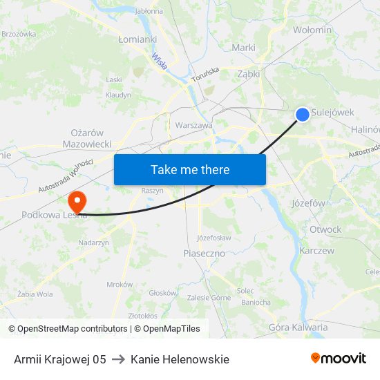 Armii Krajowej 05 to Kanie Helenowskie map