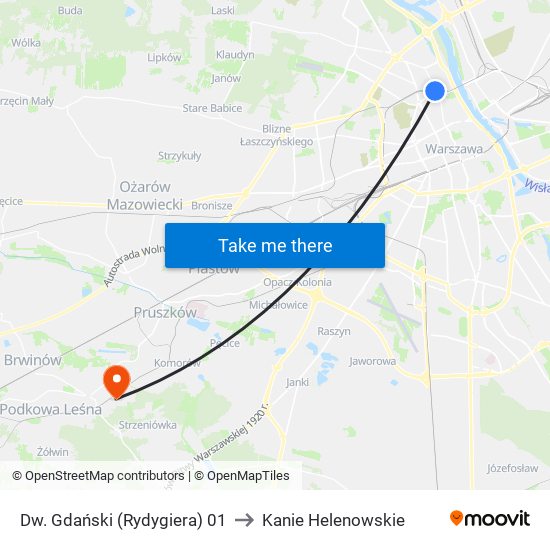 Dw. Gdański (Rydygiera) to Kanie Helenowskie map