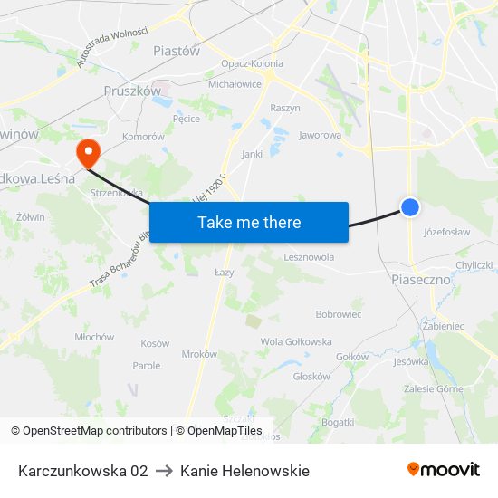 Karczunkowska to Kanie Helenowskie map