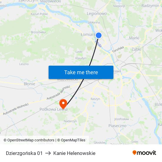 Dzierzgońska to Kanie Helenowskie map