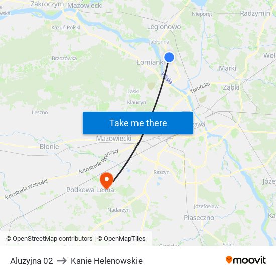 Aluzyjna 02 to Kanie Helenowskie map