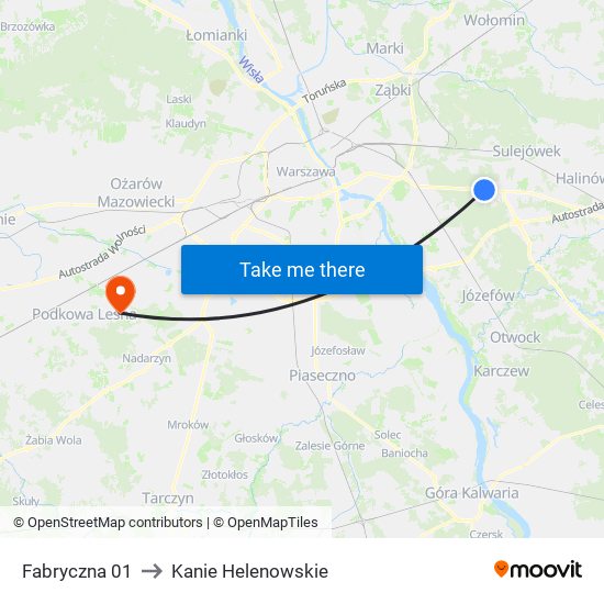 Fabryczna 01 to Kanie Helenowskie map