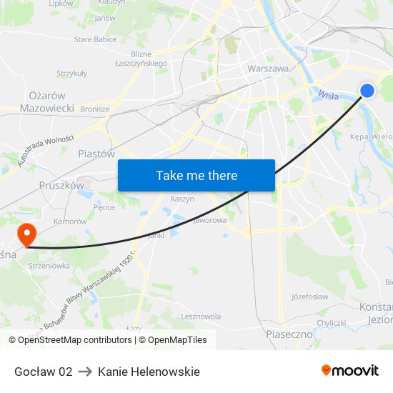 Gocław to Kanie Helenowskie map