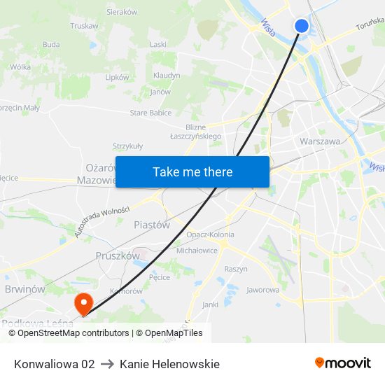 Konwaliowa to Kanie Helenowskie map