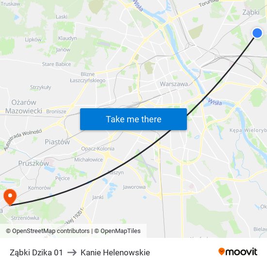 Ząbki Dzika 01 to Kanie Helenowskie map