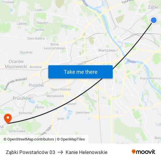 Ząbki Powstańców 03 to Kanie Helenowskie map