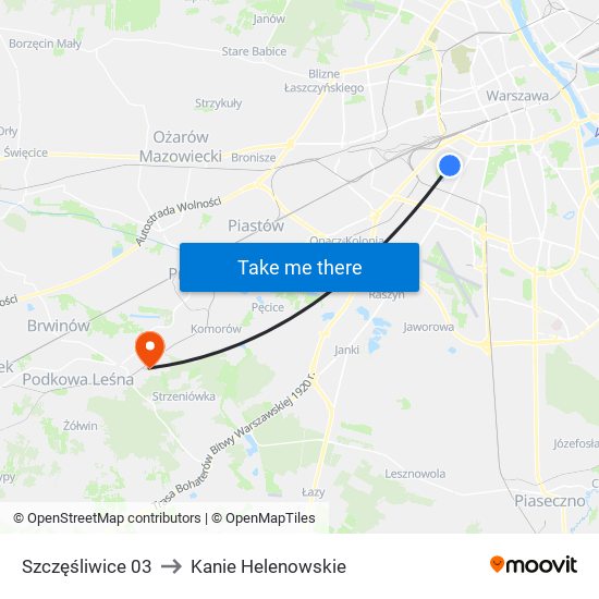 Szczęśliwice 03 to Kanie Helenowskie map