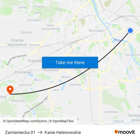 Zamieniecka 01 to Kanie Helenowskie map