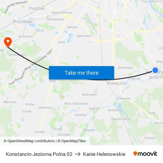 Konstancin-Jeziorna Polna to Kanie Helenowskie map