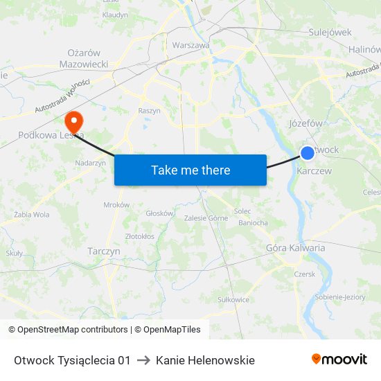 Otwock Tysiąclecia 01 to Kanie Helenowskie map