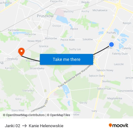 Janki to Kanie Helenowskie map