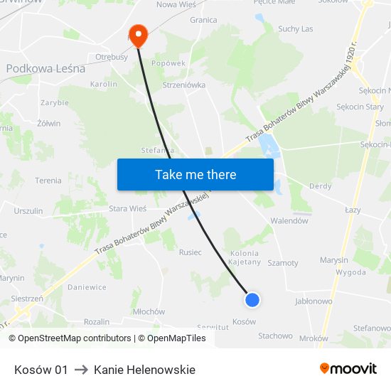 Kosów 01 to Kanie Helenowskie map