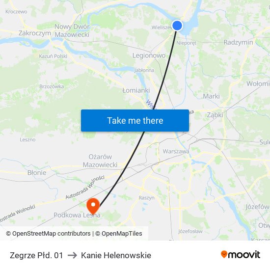 Zegrze Płd. 01 to Kanie Helenowskie map