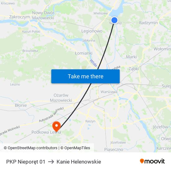 PKP Nieporęt 01 to Kanie Helenowskie map