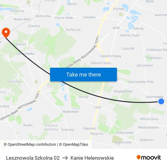 Lesznowola Szkolna to Kanie Helenowskie map