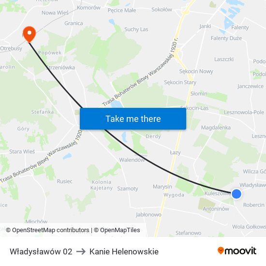 Władysławów 02 to Kanie Helenowskie map