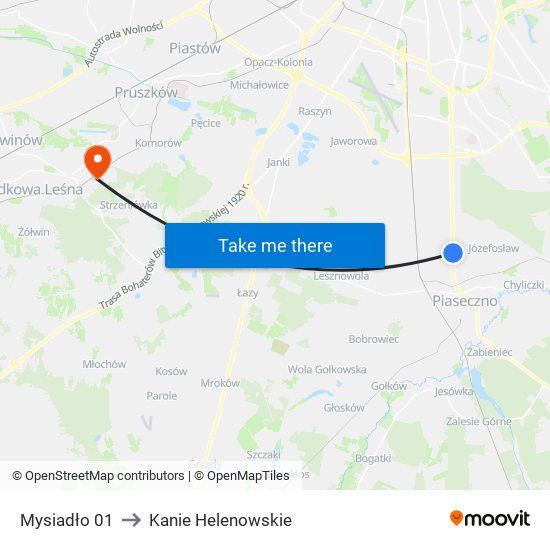 Mysiadło 01 to Kanie Helenowskie map