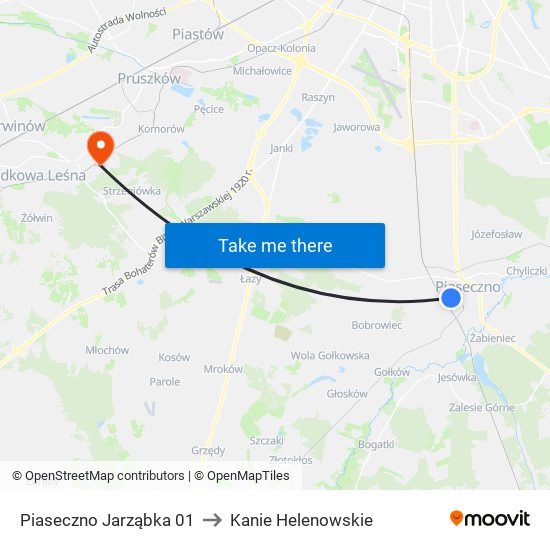 Piaseczno Jarząbka 01 to Kanie Helenowskie map