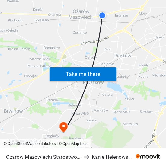 Ożarów Mazowiecki Starostwo 01 to Kanie Helenowskie map