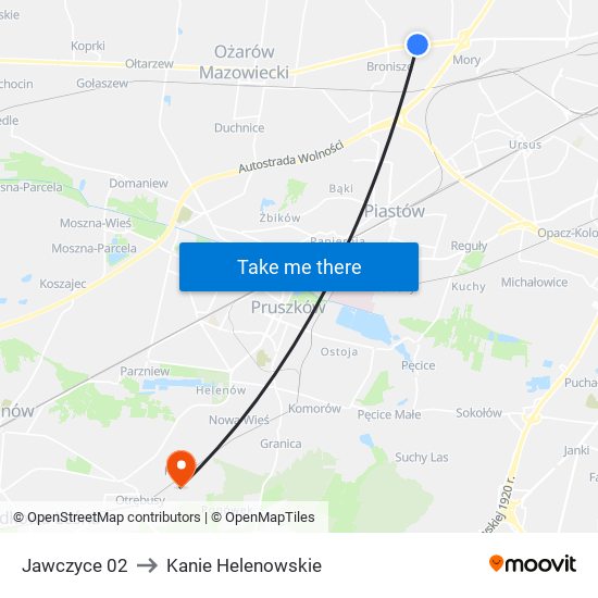 Jawczyce to Kanie Helenowskie map