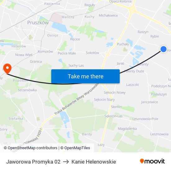 Jaworowa Promyka to Kanie Helenowskie map