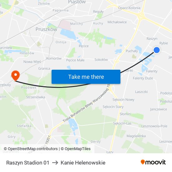 Raszyn Stadion 01 to Kanie Helenowskie map