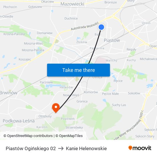 Piastów Ogińskiego 02 to Kanie Helenowskie map
