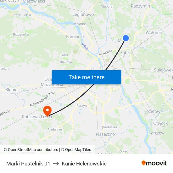 Marki Pustelnik to Kanie Helenowskie map