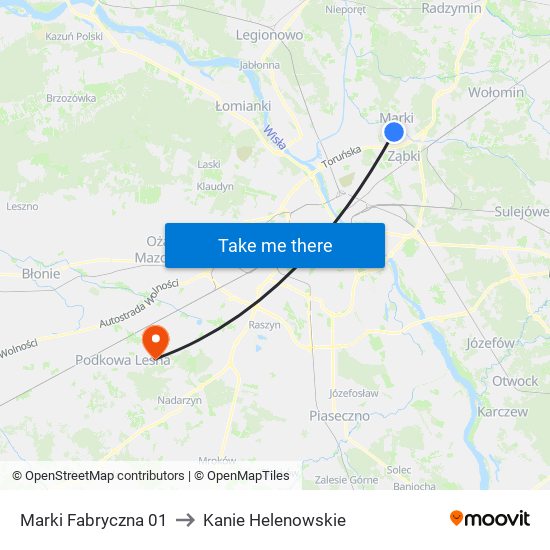 Marki Fabryczna 01 to Kanie Helenowskie map