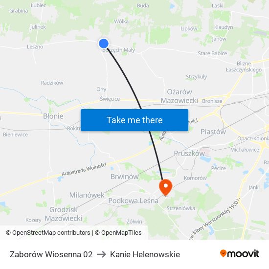 Zaborów Wiosenna 02 to Kanie Helenowskie map