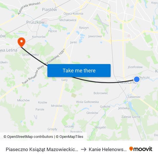 Piaseczno Książąt Mazowieckich 02 to Kanie Helenowskie map