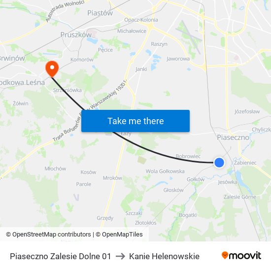 Piaseczno Zalesie Dolne 01 to Kanie Helenowskie map