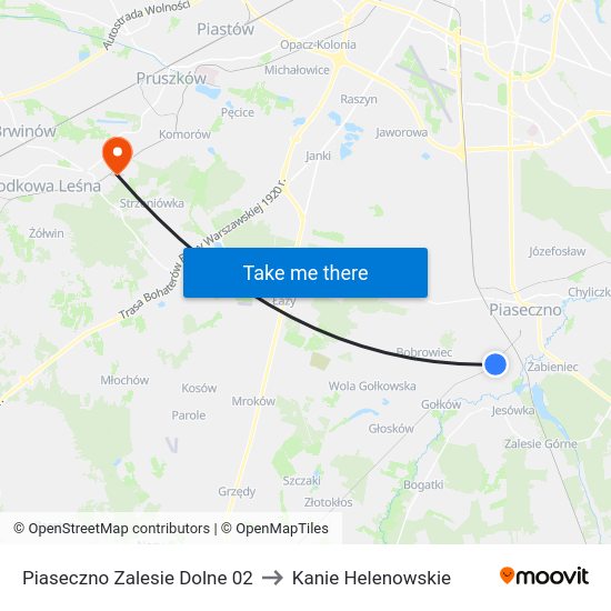 Piaseczno Zalesie Dolne to Kanie Helenowskie map