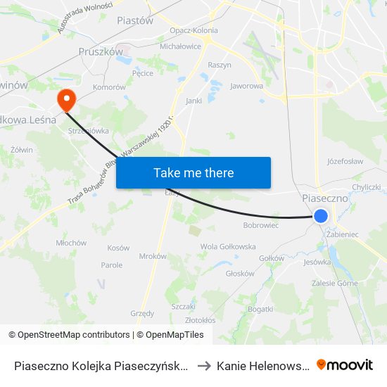 Piaseczno Kolejka Piaseczyńska 02 to Kanie Helenowskie map