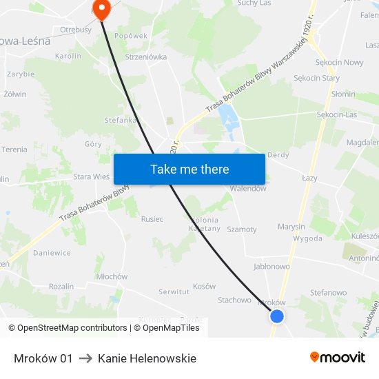 Mroków 01 to Kanie Helenowskie map